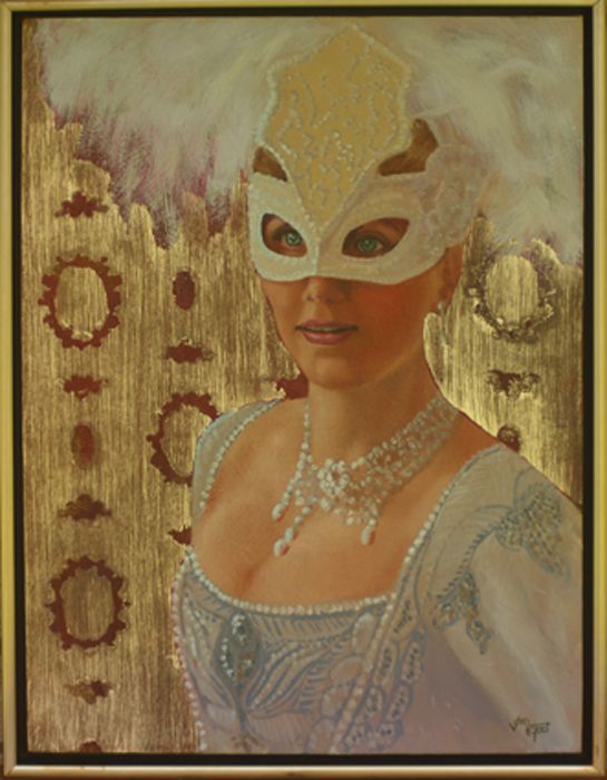 Masquerade d\'or ( oil & goldleaf - 75 x 50cm )