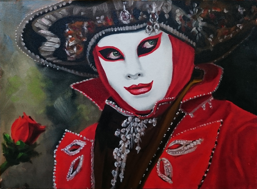 masquerade-rosso( oil - 20 x 25cm )