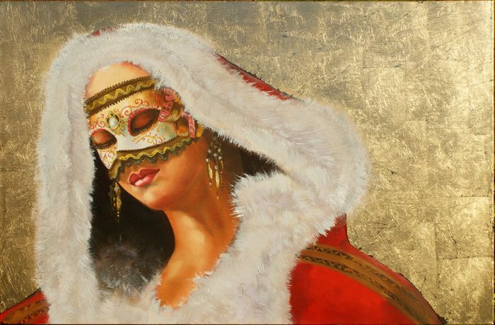 winter-masquerade( oil & goldleaf - 60 x 90cm )